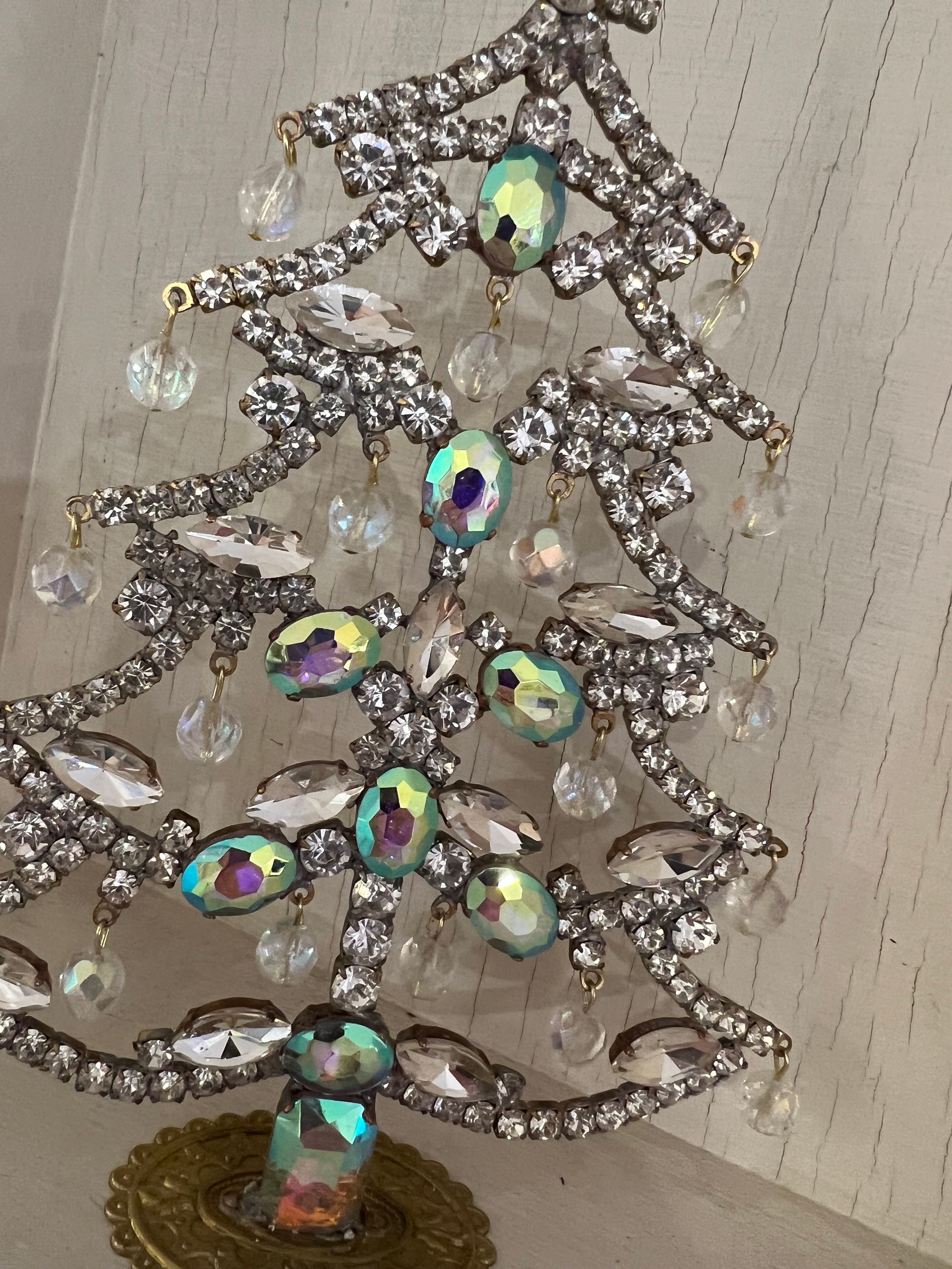 Handmade Glass Christmas Tree Aurora Borealis with Baubles