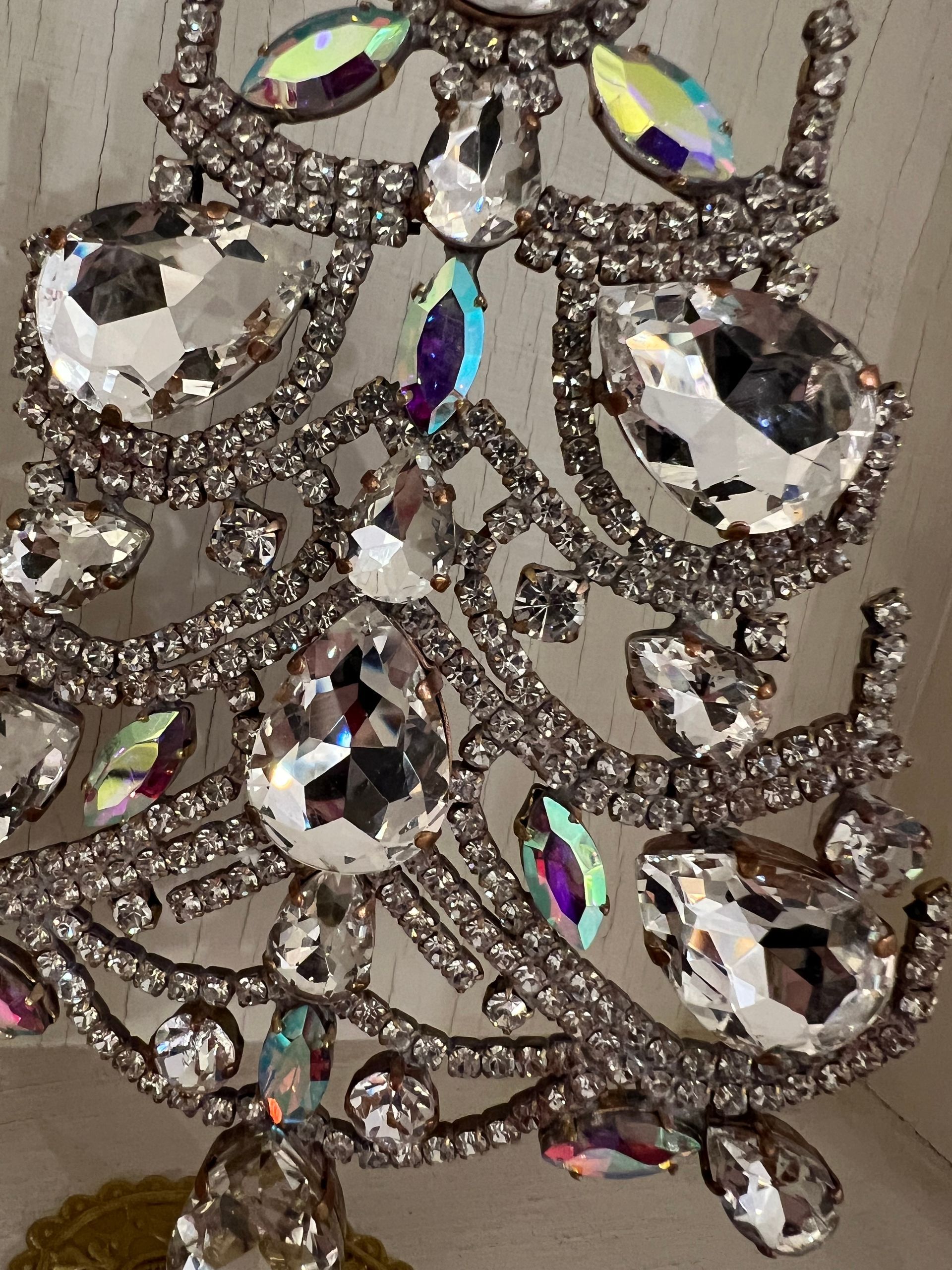 Handmade Glass Christmas Tree Clear & Aurora Borealis Crystal