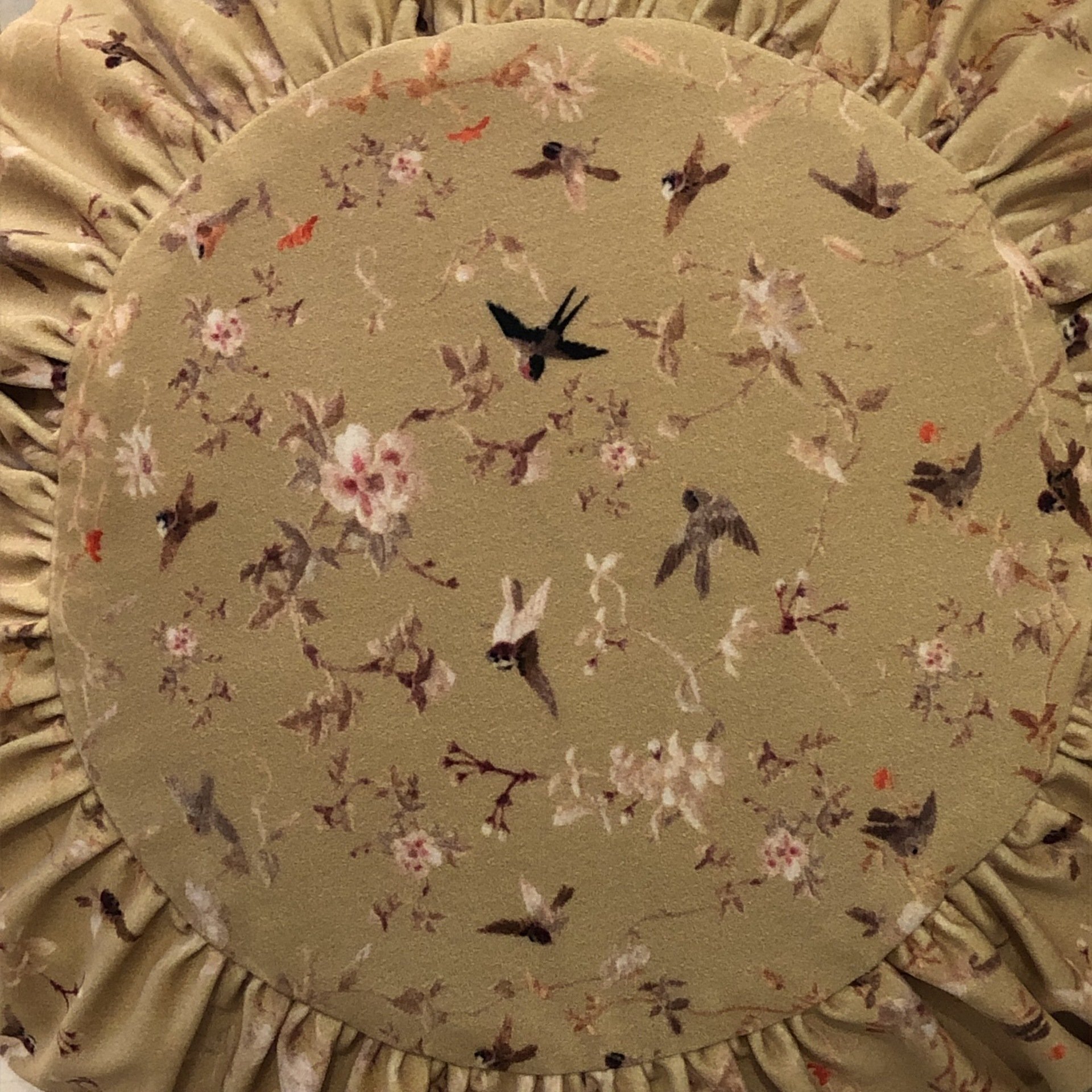 Velvet Boudoir Cushion Birds and Flowers