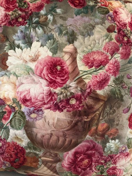 Velvet Square Cushion Pink Roses