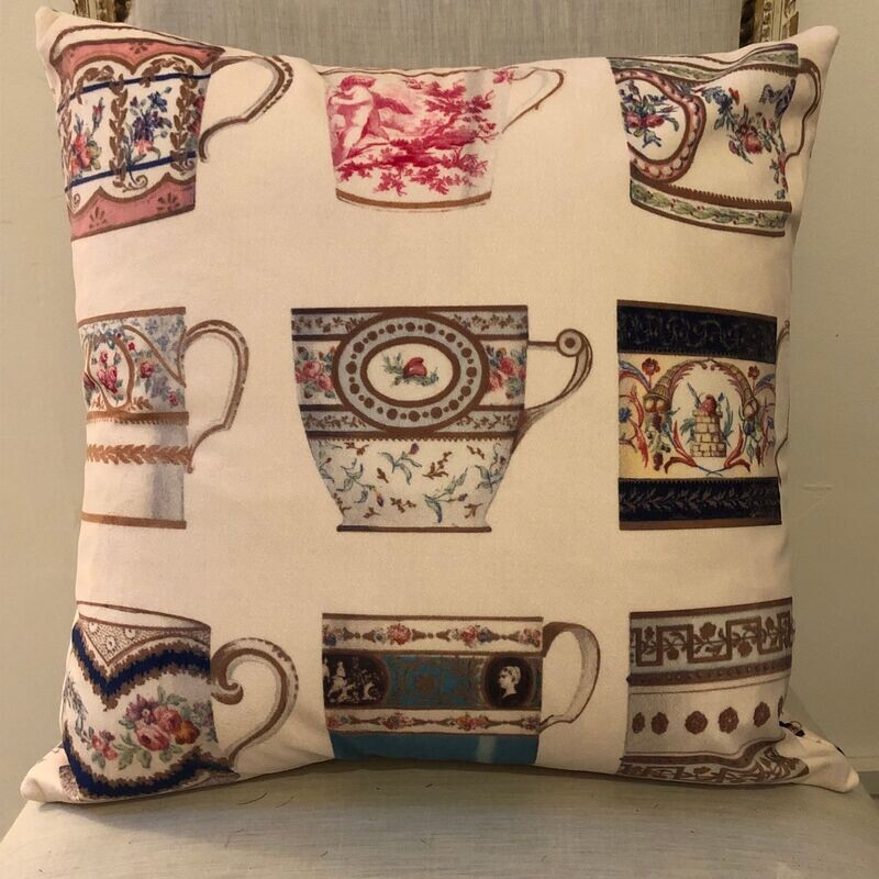 Velvet Square Cushion Sevres Teacups