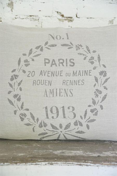 Large Rustic Linen Rectangle Printed Cushion Cover Paris 1913