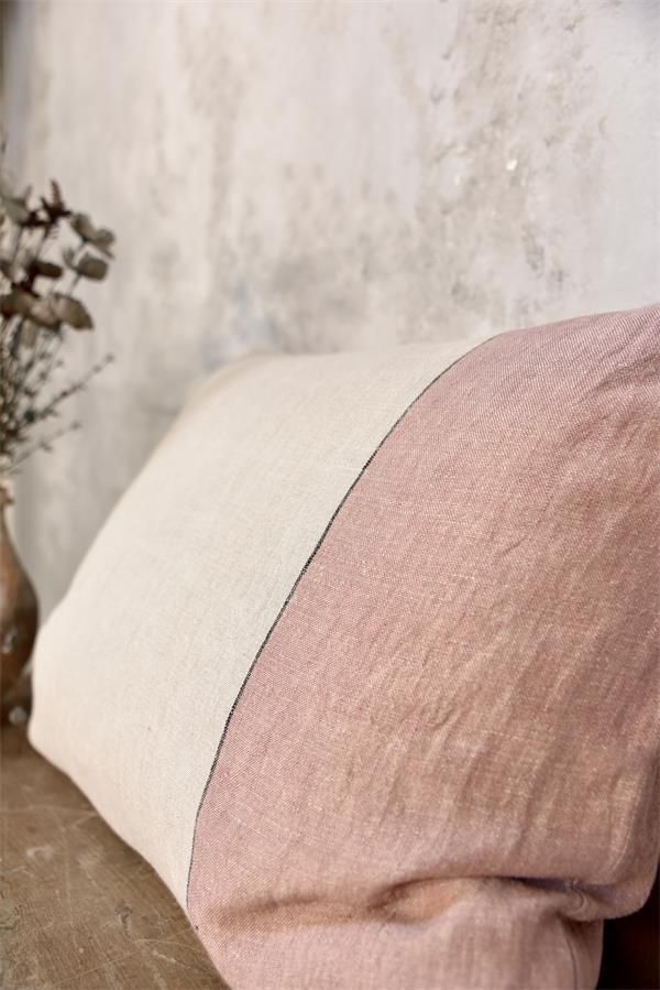 Large Rustic Linen Rectangle Stripe Cushion Cover