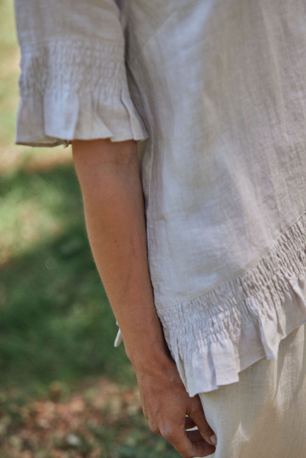 Femme Facon Linen V Neck Blouse Top