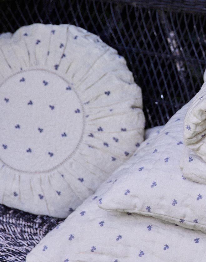 Femme Facon Linen Lily Rose Round Cushion
