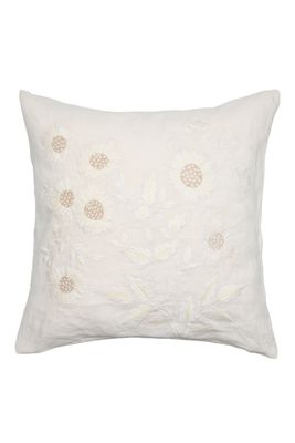 Femme Facon Linen Embroidered Cushion Sunflower Square
