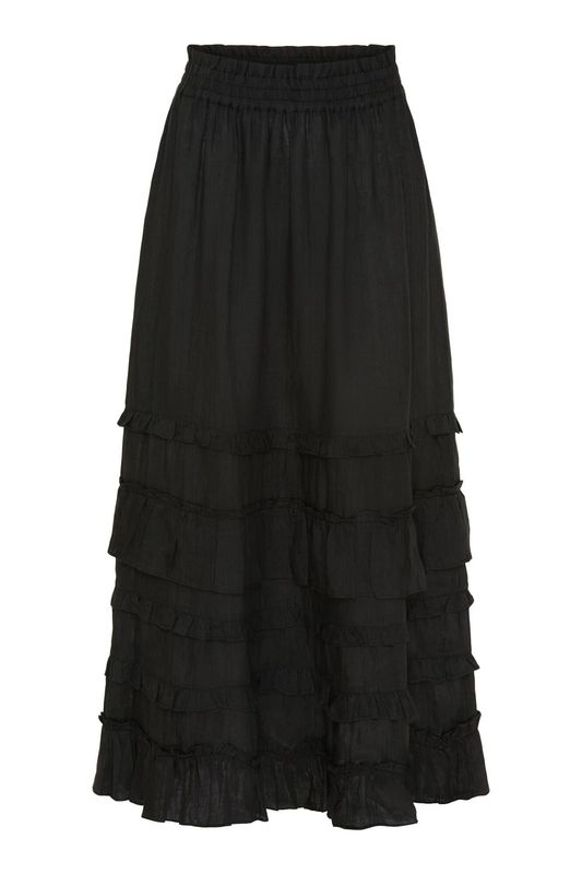 Femme Facon Flora Black Organic Linen Long Skirt