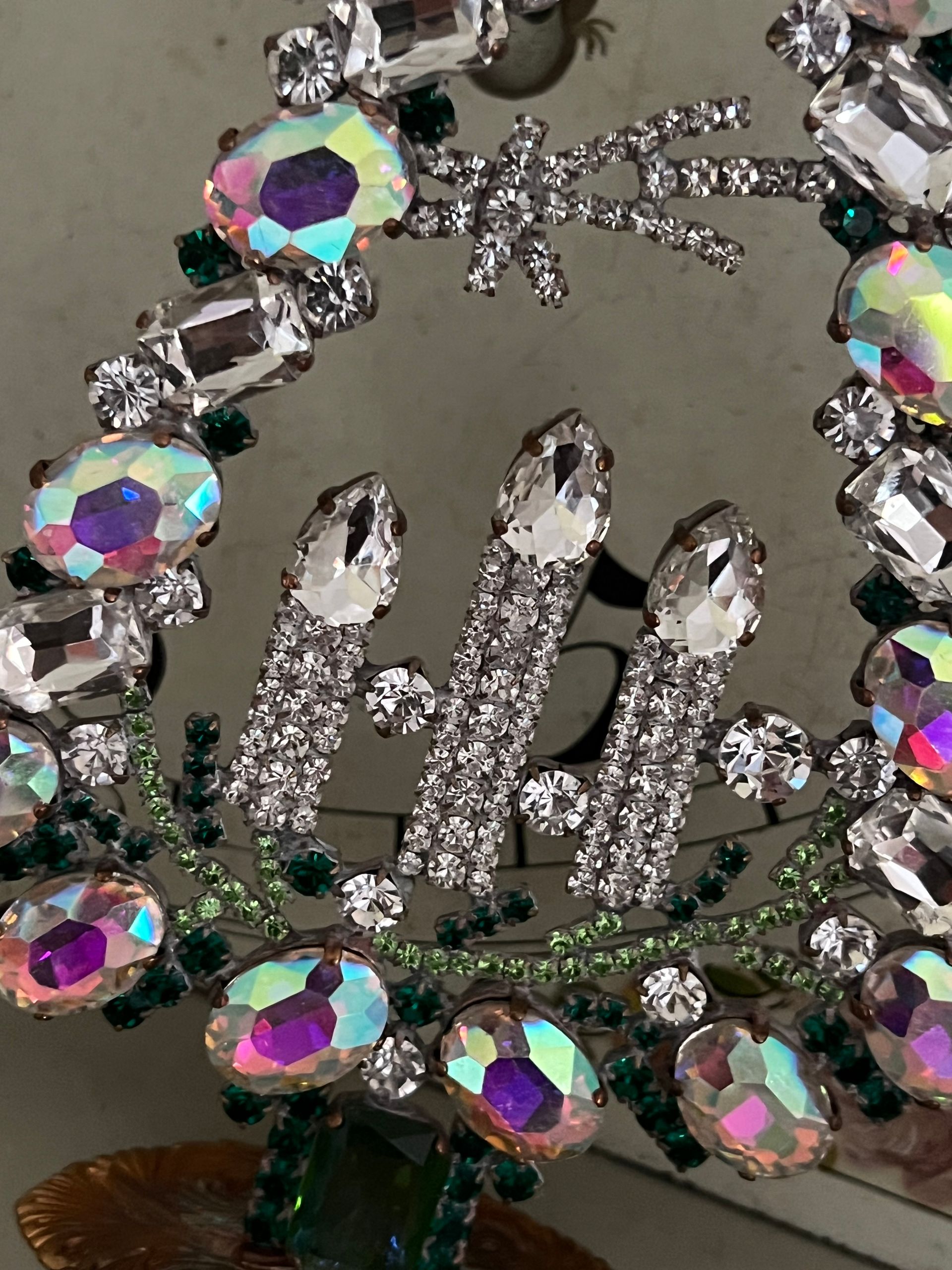 Handmade Glass Christmas Tree and Candle Decoration Aurora Borealis