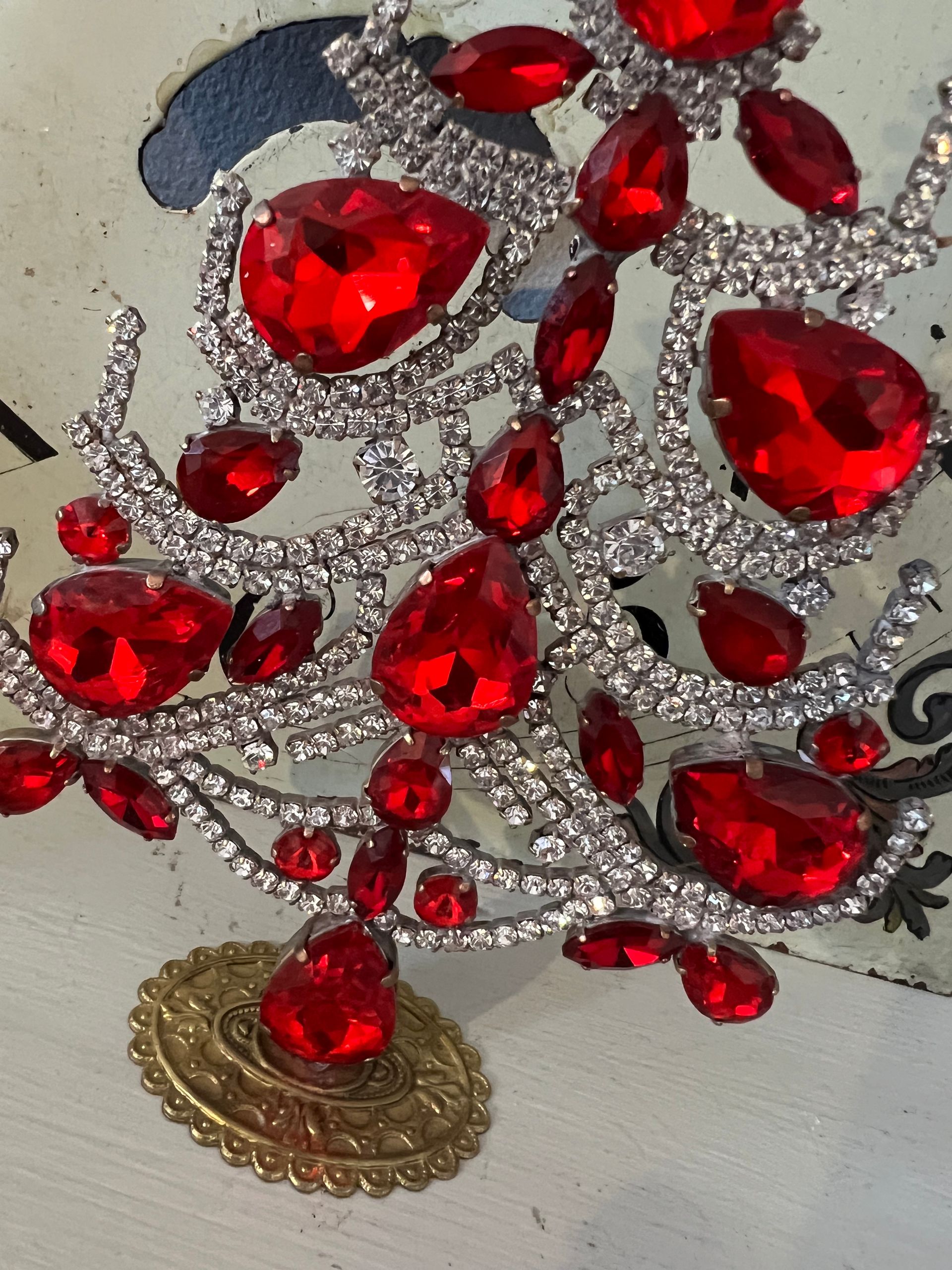 Handmade Glass Christmas Tree Red & Clear