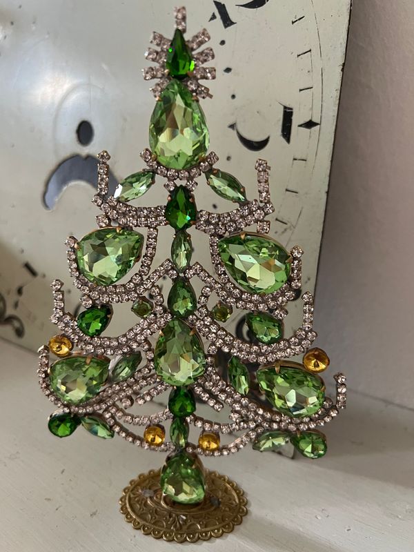 Handmade Glass Christmas Tree Pale Green, Amber & Clear