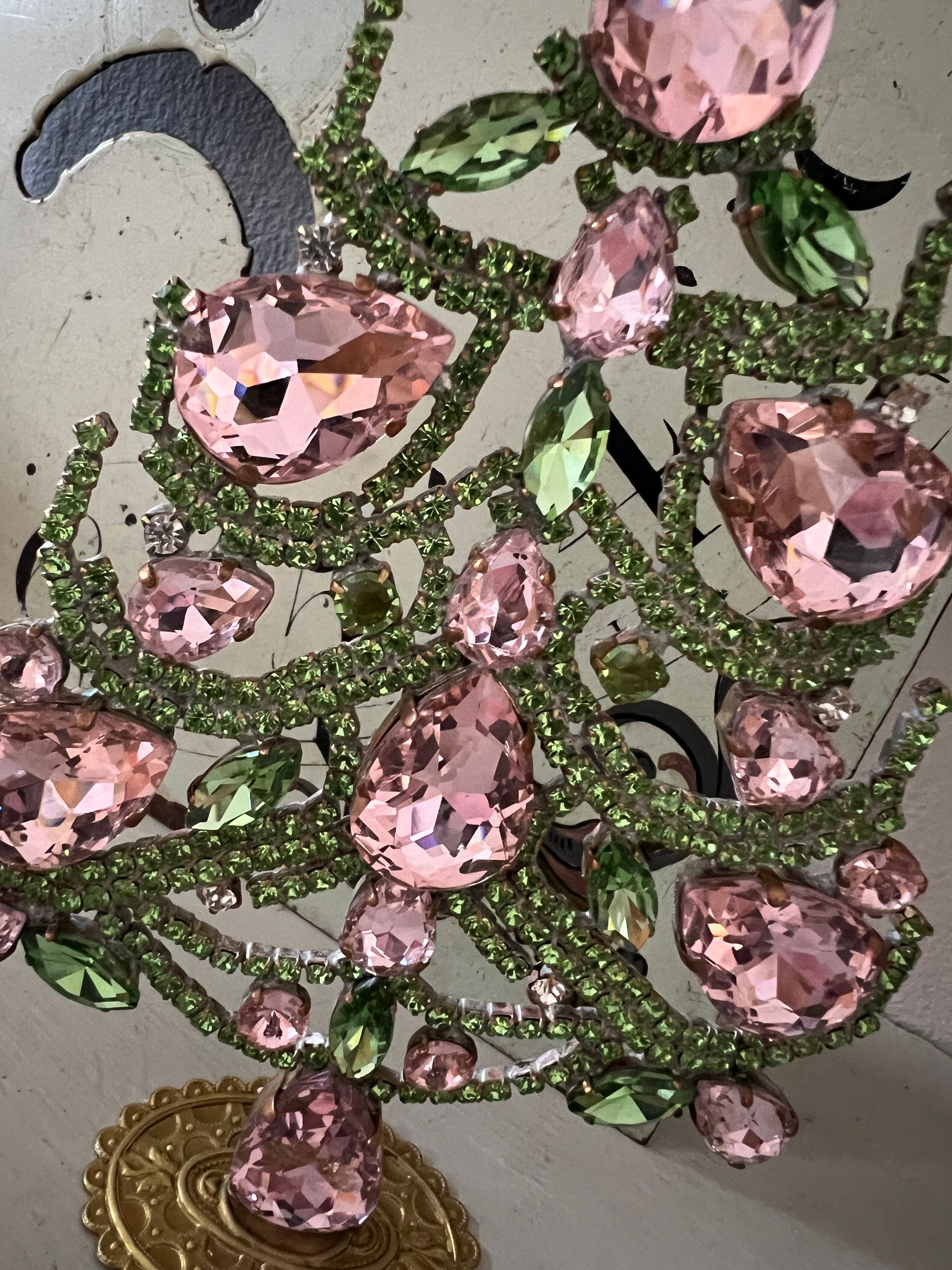 Handmade Glass Christmas Tree Pale Pink, Green & Clear