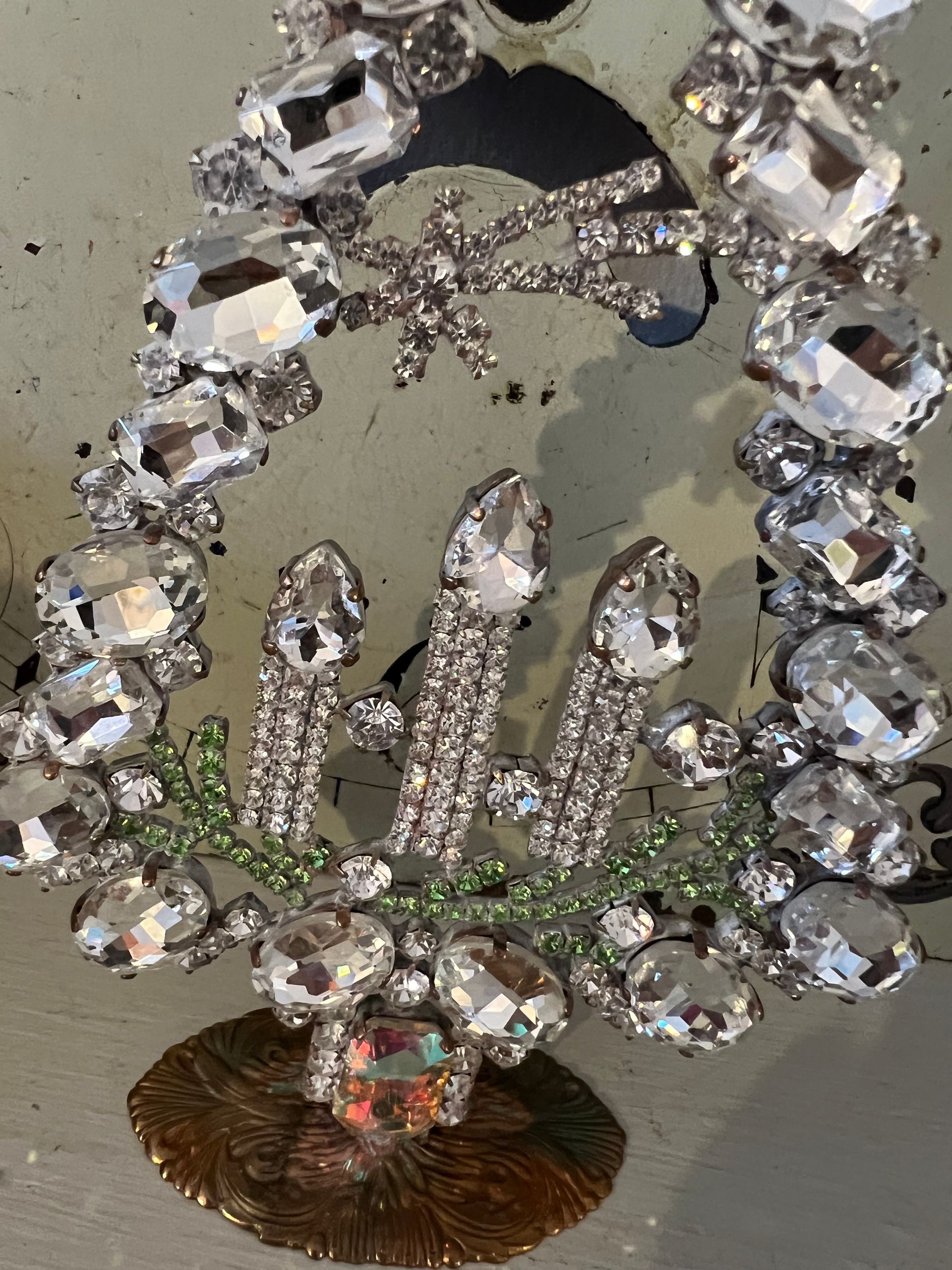 Handmade Glass Christmas Tree and Candle Decoration Clear & Pale Green