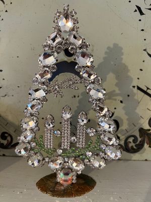 Handmade Glass Christmas Tree and Candle Decoration Clear & Pale Green Handmade Glass Christmas Tree and Candle Decoration Clear & Pale Green