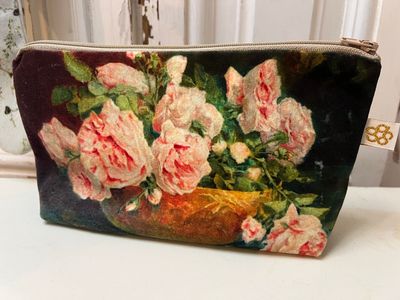 Velvet Cosmetics Bag Painted Roses