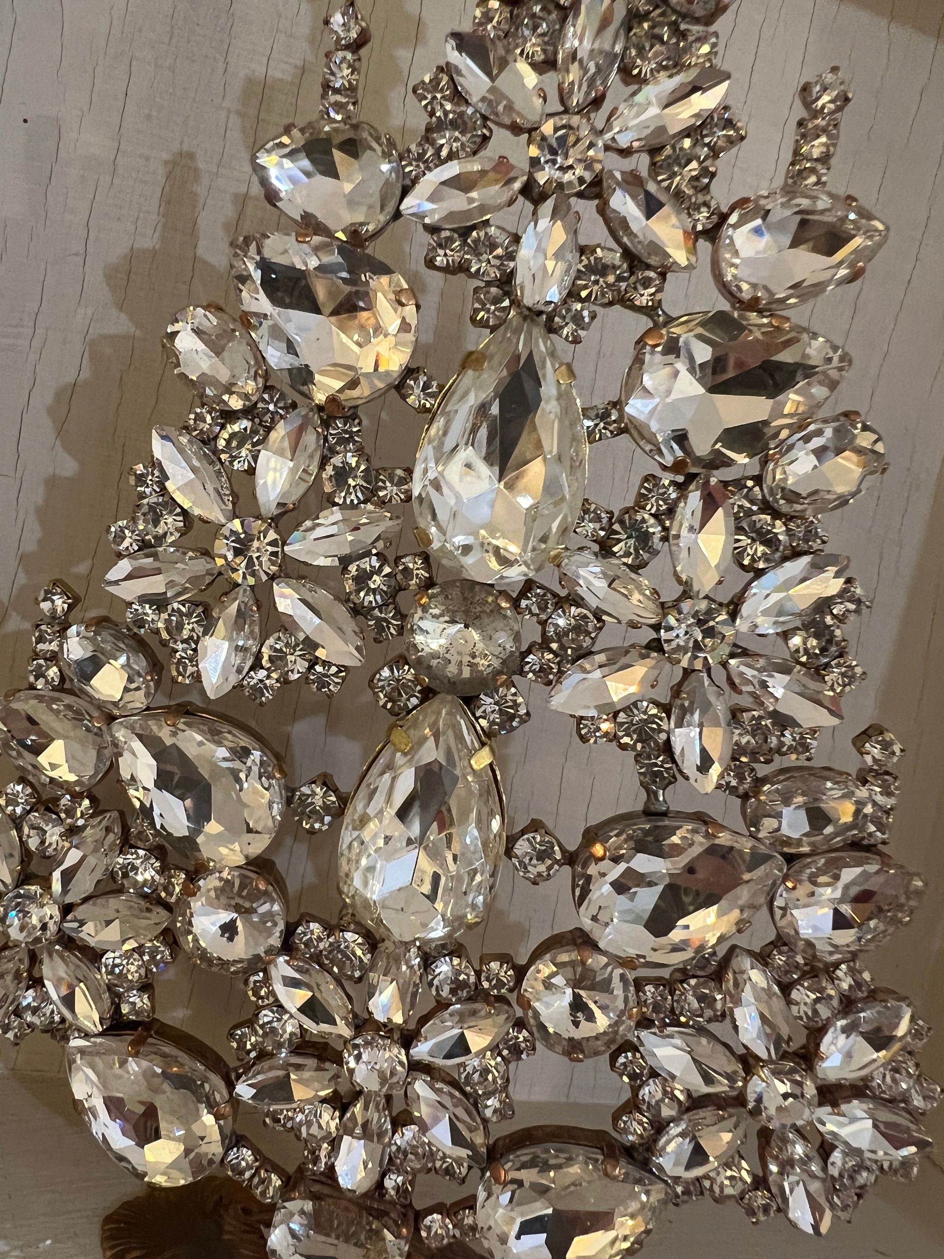 Handmade Glass Christmas Tree Tall Clear Snowflake Design