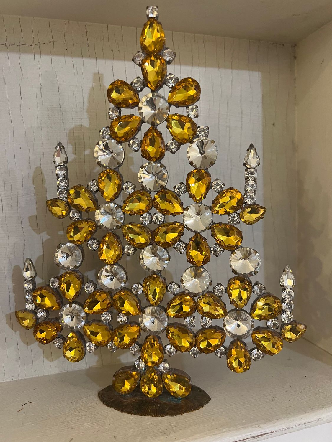 Handmade Glass Christmas Tree Large Citrine Crystal