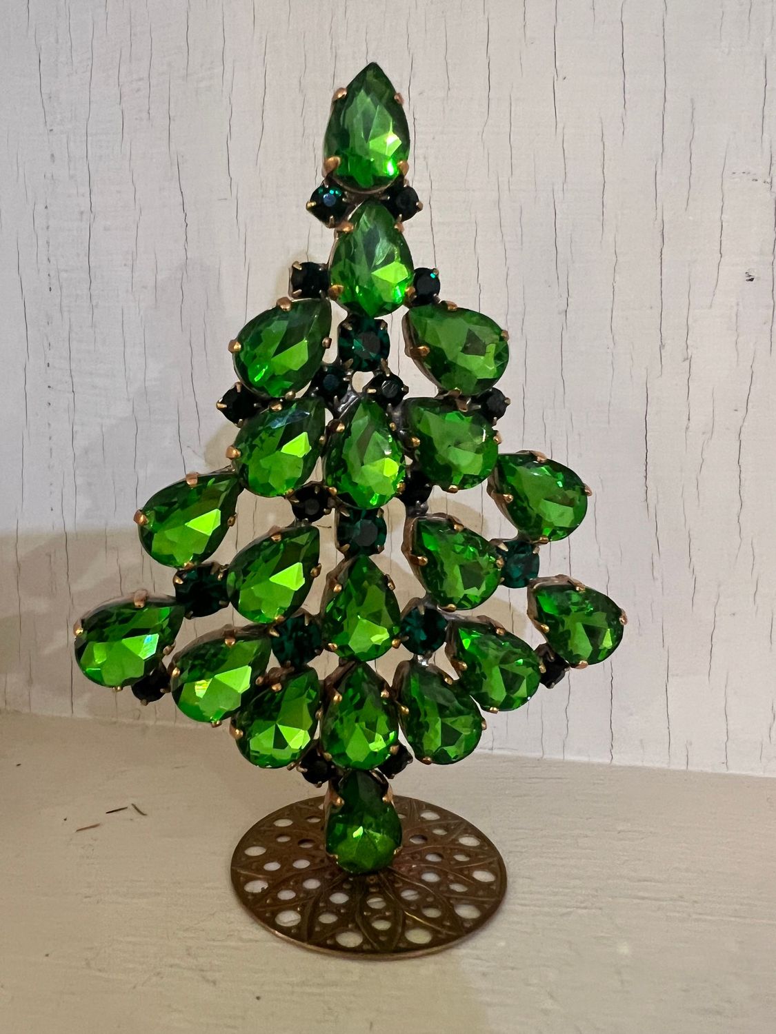 Handmade Crystal Christmas Tree Green & Emerald Stones