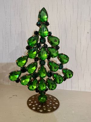 Handmade Crystal Christmas Tree Green & Emerald Stones