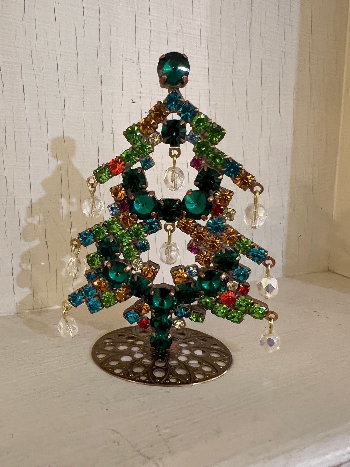 Handmade Crystal Small Christmas Tree Multi Colour with Baubles
