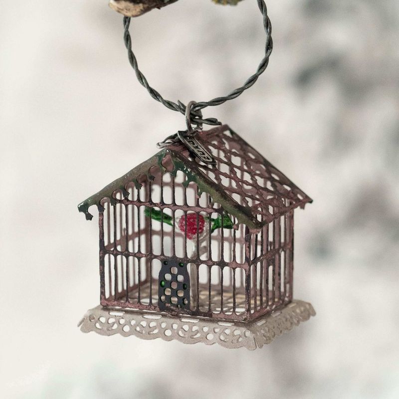 Hand Crafted Metal Birdcage Ornament