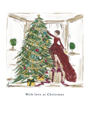 Greeting Card Christmas Decorating The Tree Greeting Card Christmas Decorating The Tree