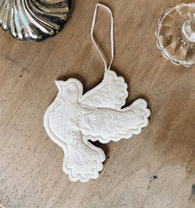 Embroidered Dove Hanging Ornament
