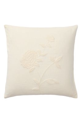 Anne-Mi Linen Embroidered Snow Rose Cushion Ivory Square Anne-Mi Linen Embroidered Snow Rose Cushion Ivory Square