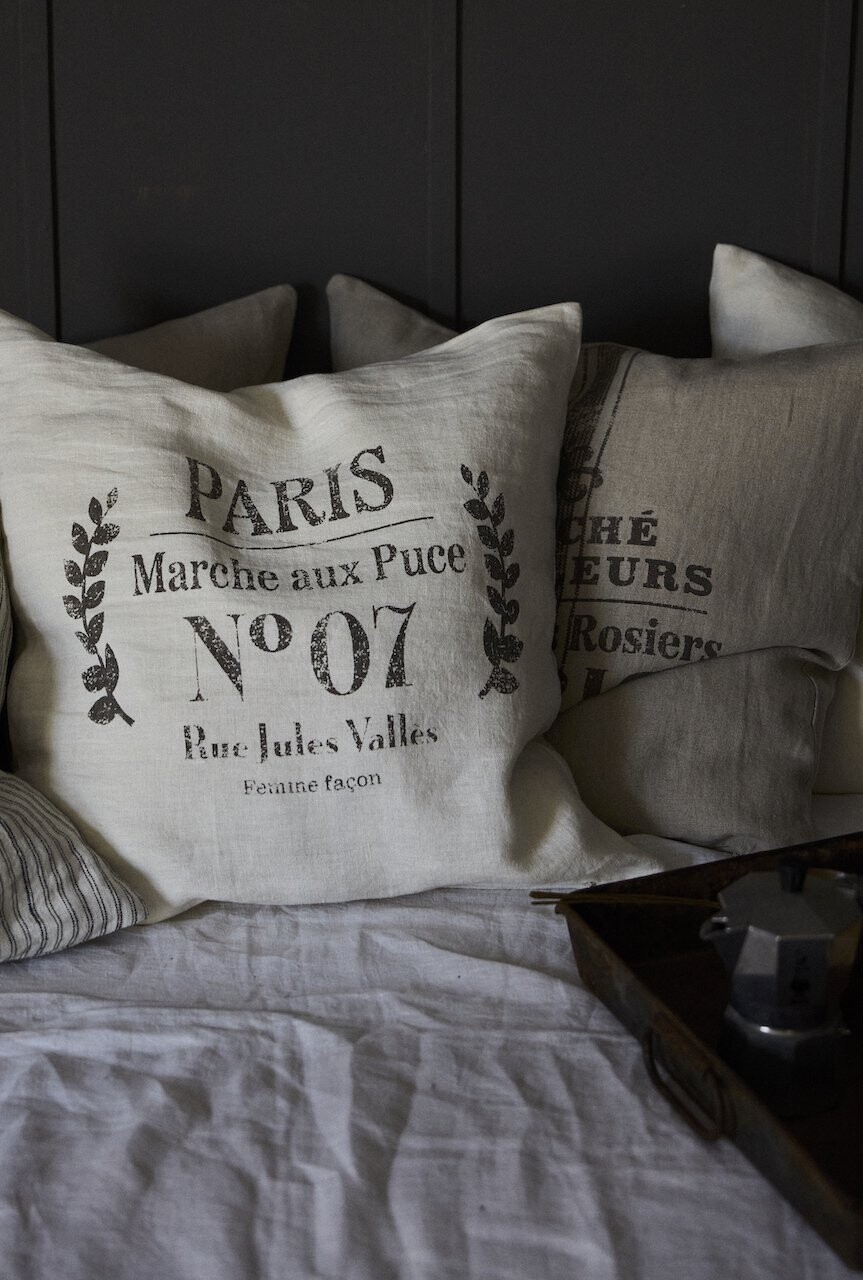 Anne-Mi  Linen Printed 'No.7' Cushion Cover Rectangle