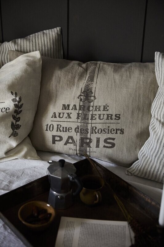 Anne-Mi  Linen Printed 'Marche' Cushion Rectangle