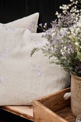 Anne-Mi Linen Embroidered Rosemoor Cushion Cover Natural Rectangle Anne-Mi Linen Embroidered Rosemoor Cushion Cover Natural Rectangle
