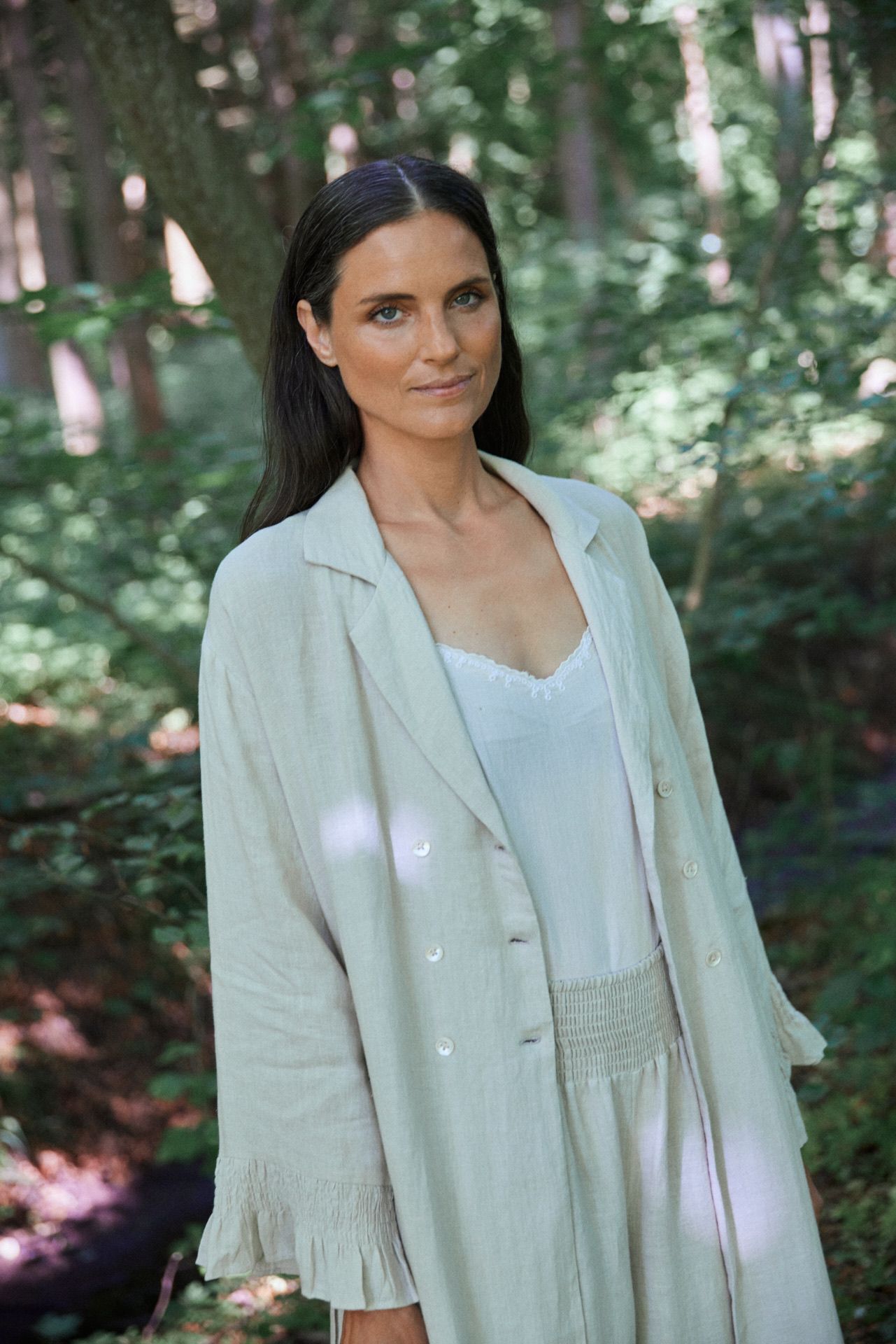 Anne-Mi  Linen Maxi Coat Natural