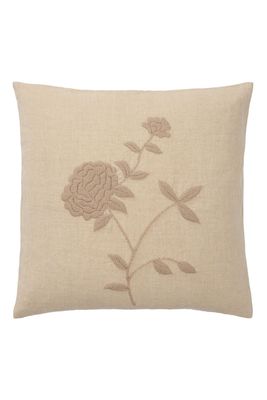 Anne-Mi Linen Embroidered Snow Rose Cushion Natural Square