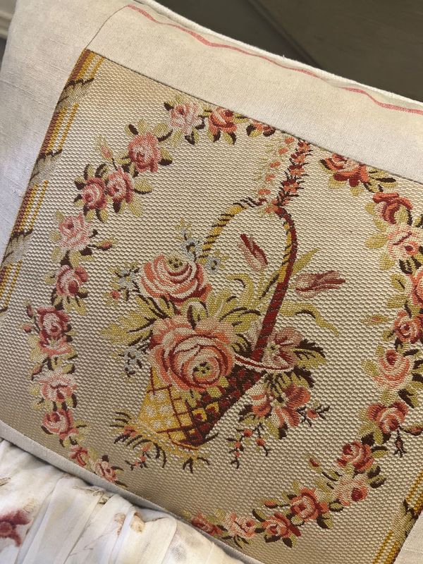 Antique Silk & Linen Fabric Bespoke Cushion