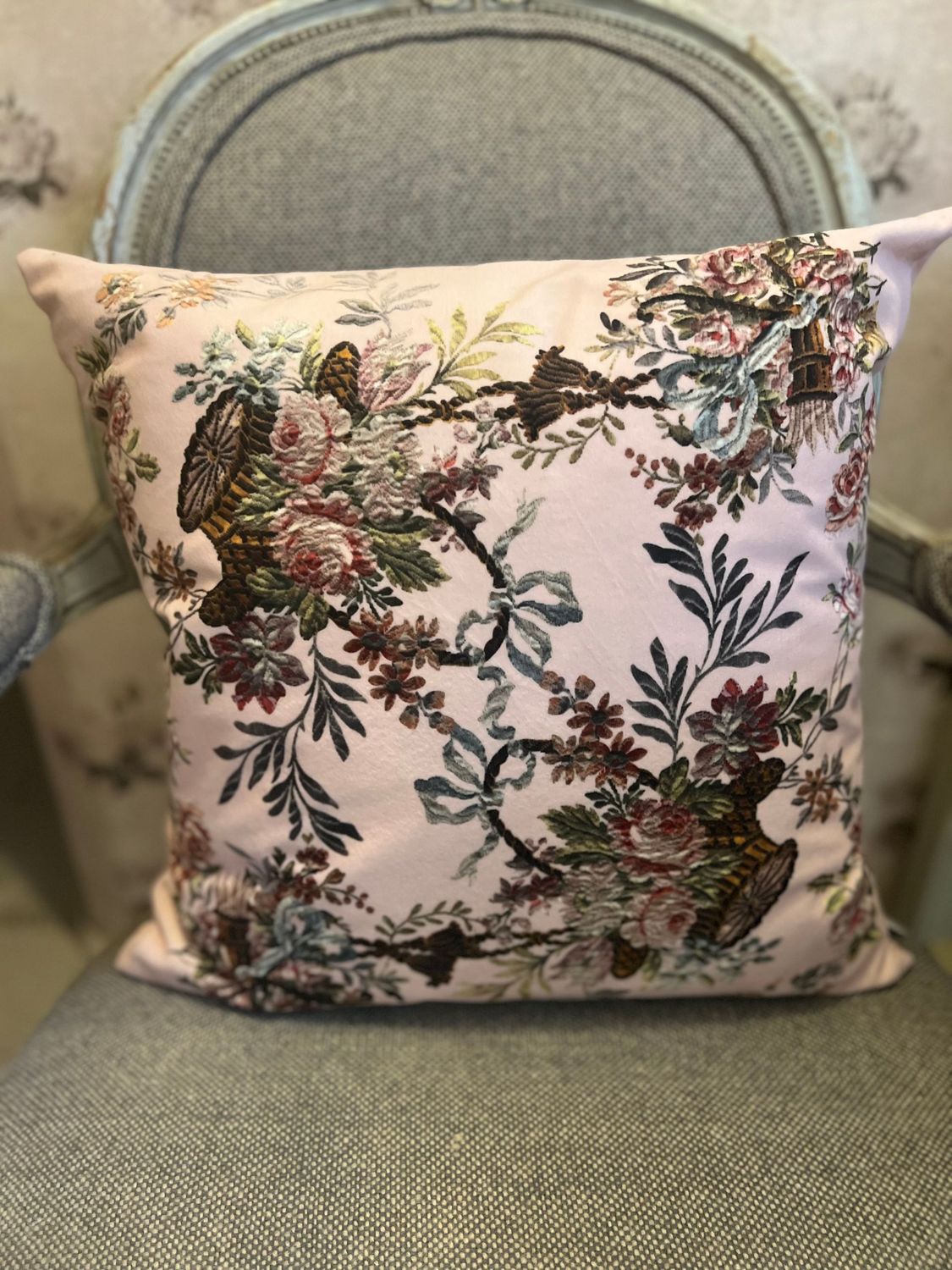 Velvet Square Cushion Pink Tapestry Velvet Square Cushion Pink Tapestry