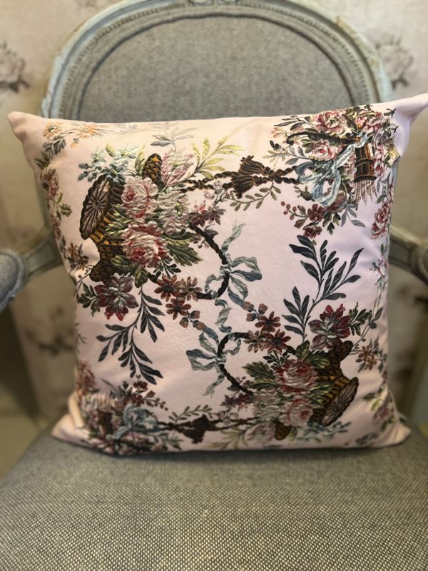 Velvet Square Cushion Pink Tapestry