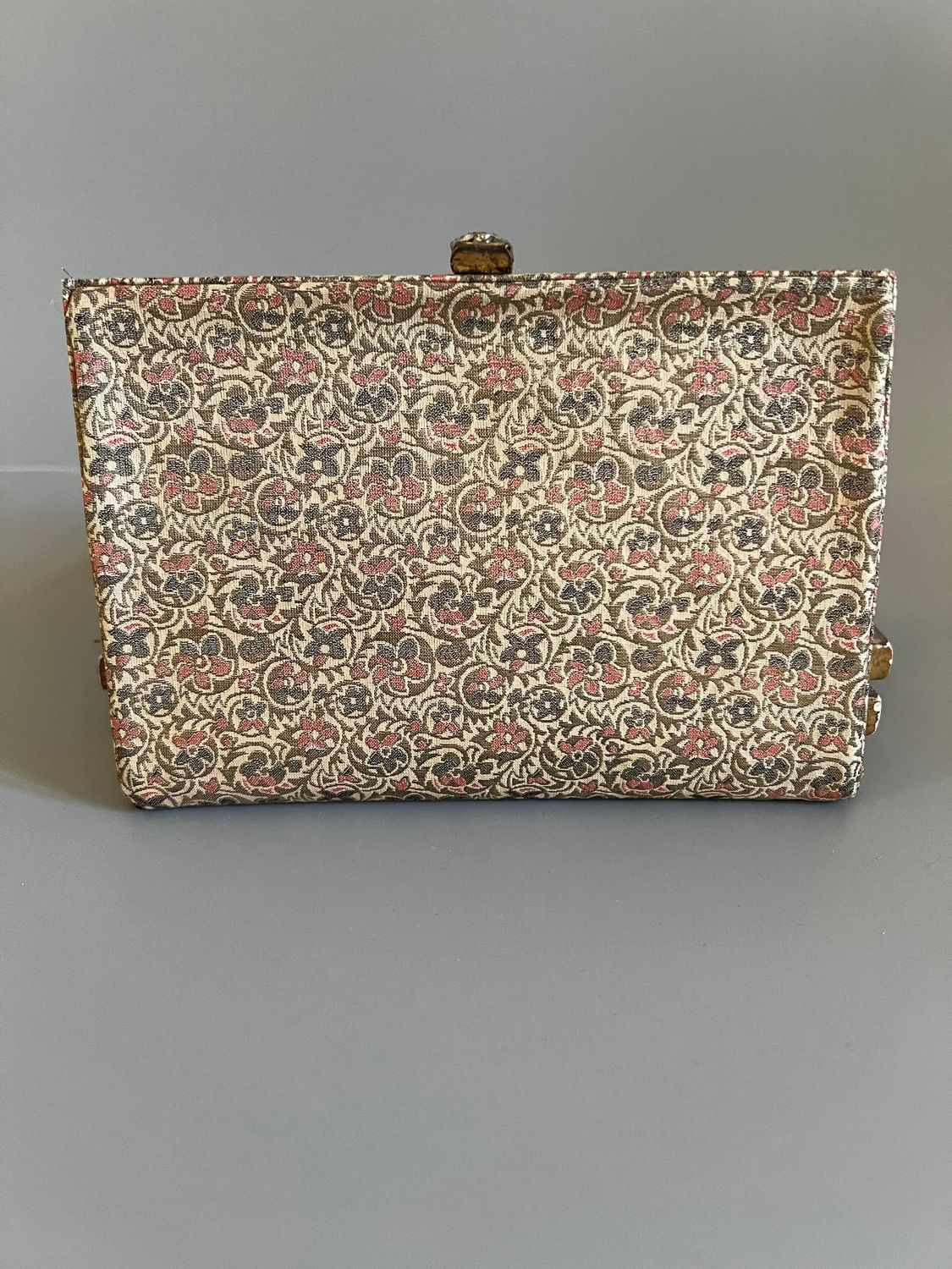 C. 1950's Brocade Fabric Slim Clutch Purse with Paste Clasp C. 1950's Brocade Fabric Slim Clutch Purse with Paste Clasp