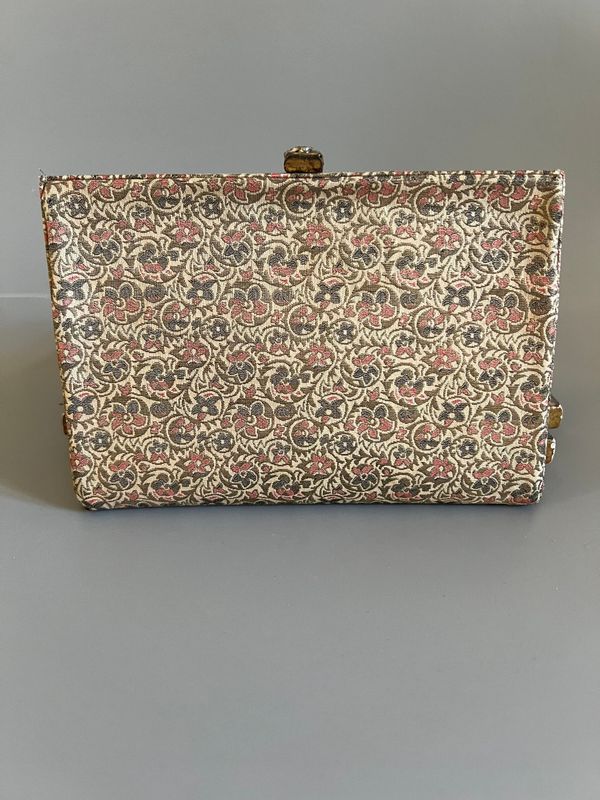 C. 1950's Brocade Fabric Slim Clutch Purse with Paste Clasp