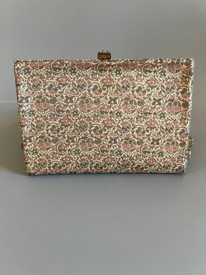C. 1950's Brocade Fabric Slim Clutch Purse with Paste Clasp C. 1950's Brocade Fabric Slim Clutch Purse with Paste Clasp