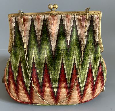 c. 1930's Flame Stitch Petit Point Bag