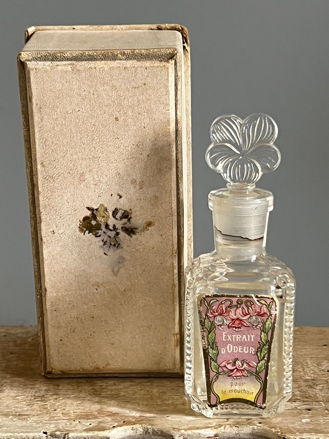c.1910 French Perfume Bottle Fragrance for Handkerchiefs Original Box