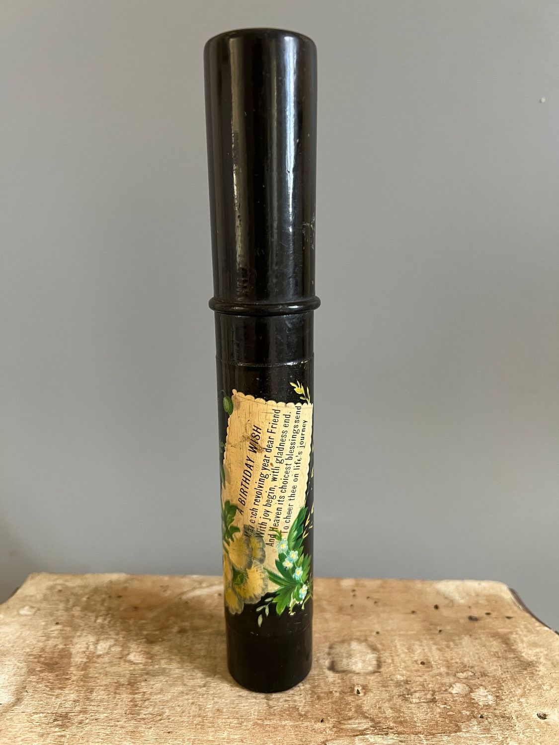 19thc Mauchlineware Crochet or Knitting Needle Holder