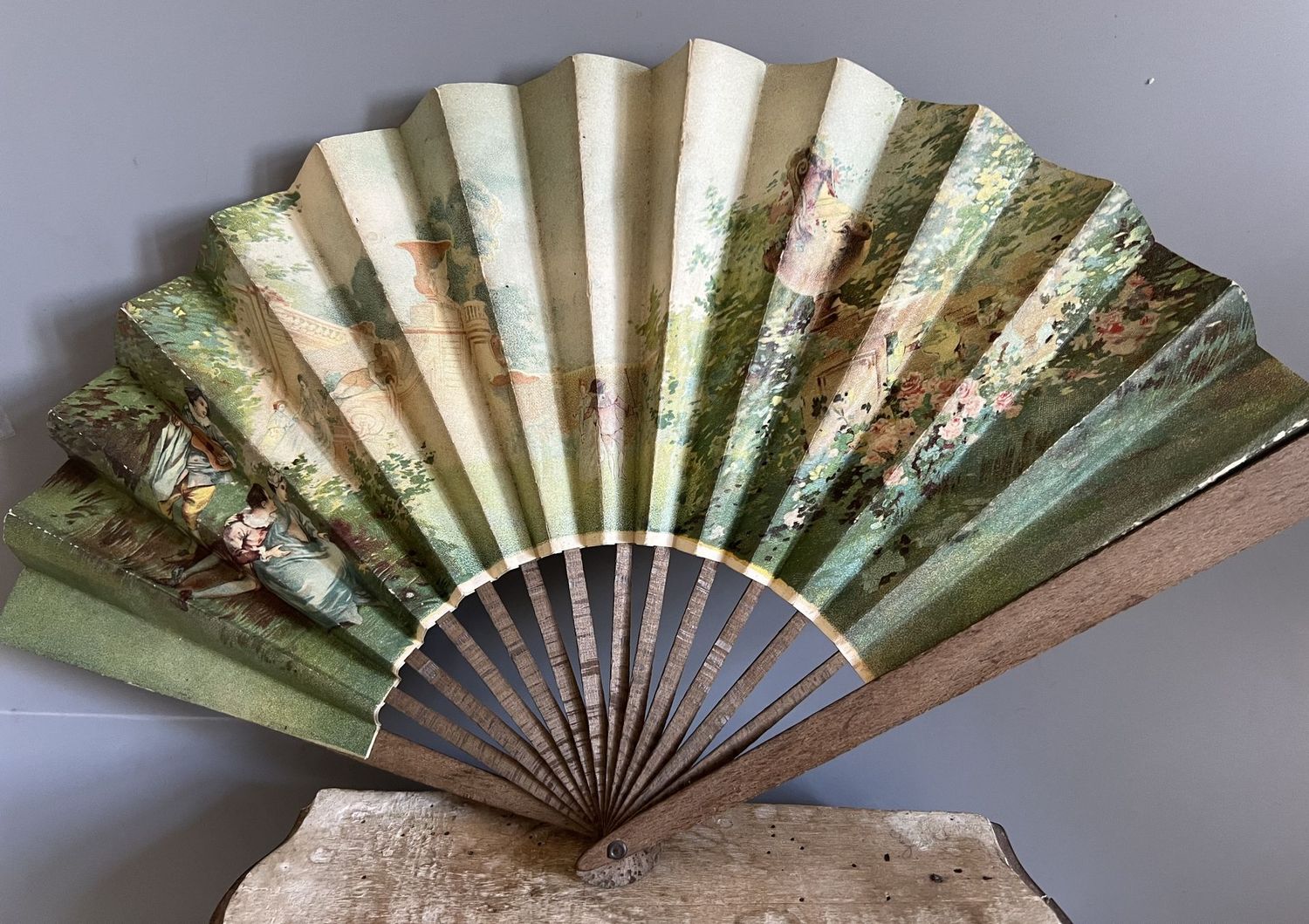 Early 20thc Printed Paper Advertising Fan American Bar Nice, France