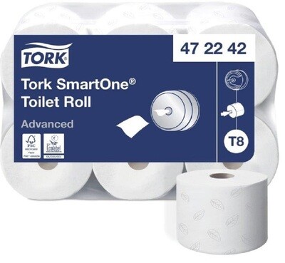 Tork Smartone 2ply White Roll T/Tissue x 6
