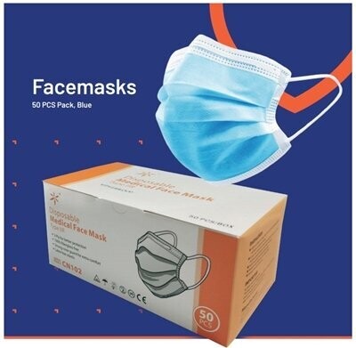 Type IIR EN14683 Med Grade 3PlyMask CN102 x50