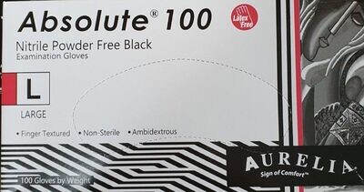 Aurelia Absolute Black Nitrile Powder Free Lrg x100