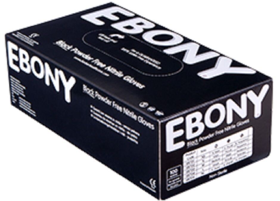 Ebony Gloves Black Nitrile - Large x100