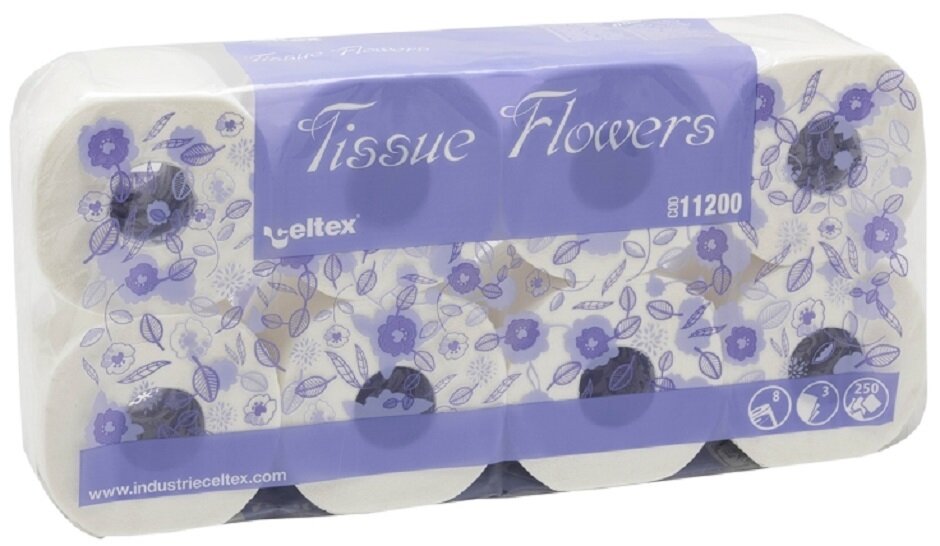 Celtex 3Ply T/Roll Flowers 250 Sheet x 72 Rolls