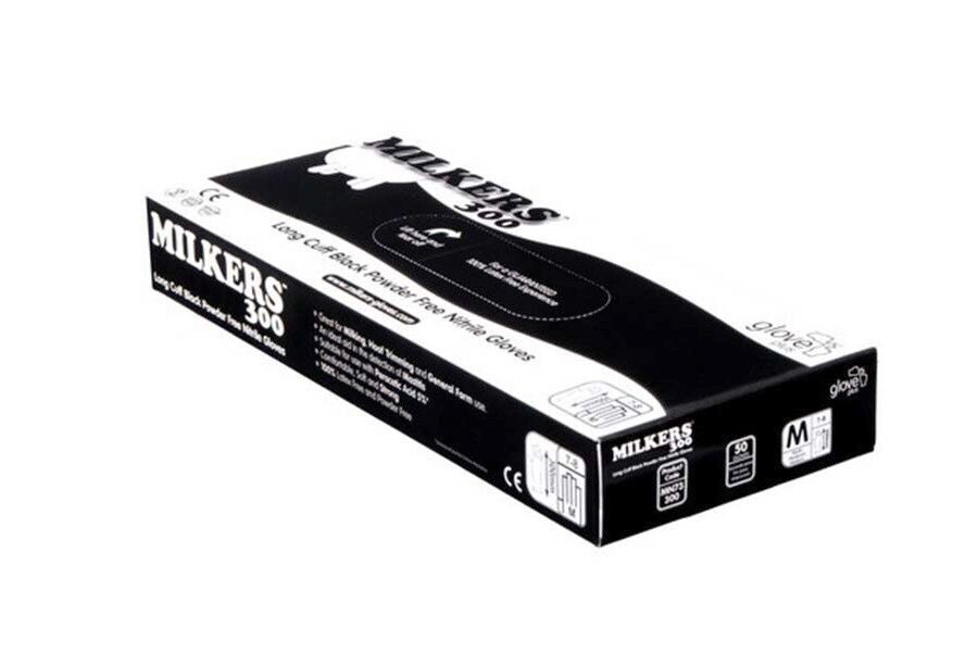 MILKERS 300 BLACK LONG CUFF LARGE (x 50)