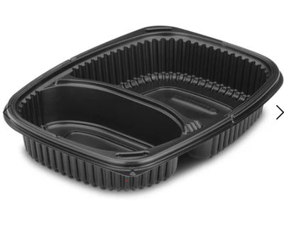 34oz Black 2-Compartment Microwaveable Containers (8x40)