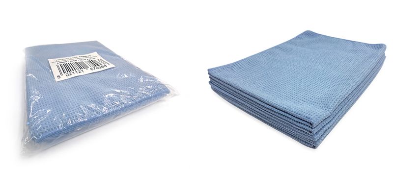 Blue Waffle Weave Dry Towels 76x56cm x 5 pack